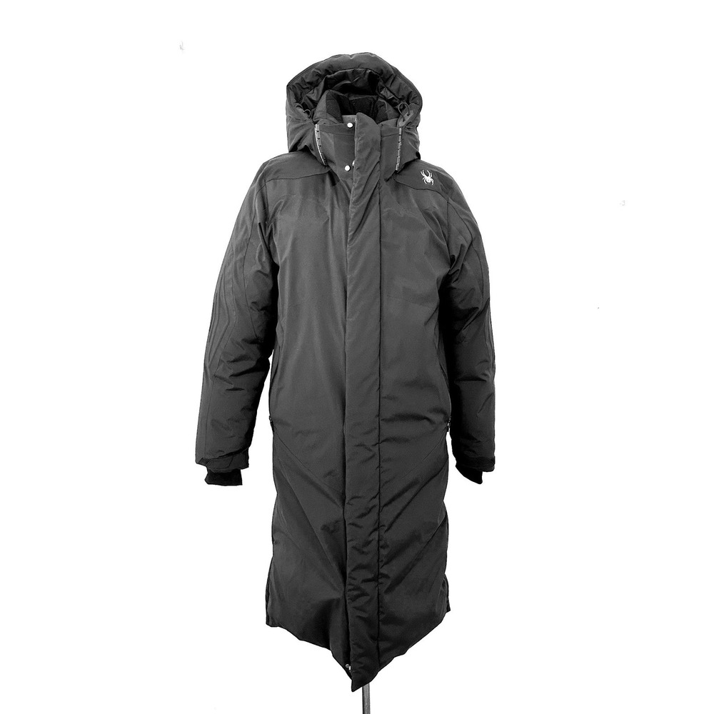 Spyder US Ski Team Long Down Puffer Parka Coat Black Unisex Small Technical